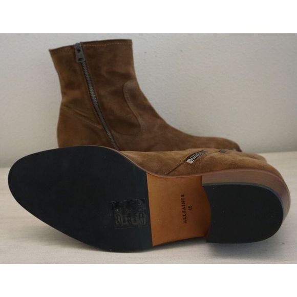Allsaints 0321 Men's Sz 45 US 12 Brown Ridge Suede Leather Boots $300 - Picture 7 of 7